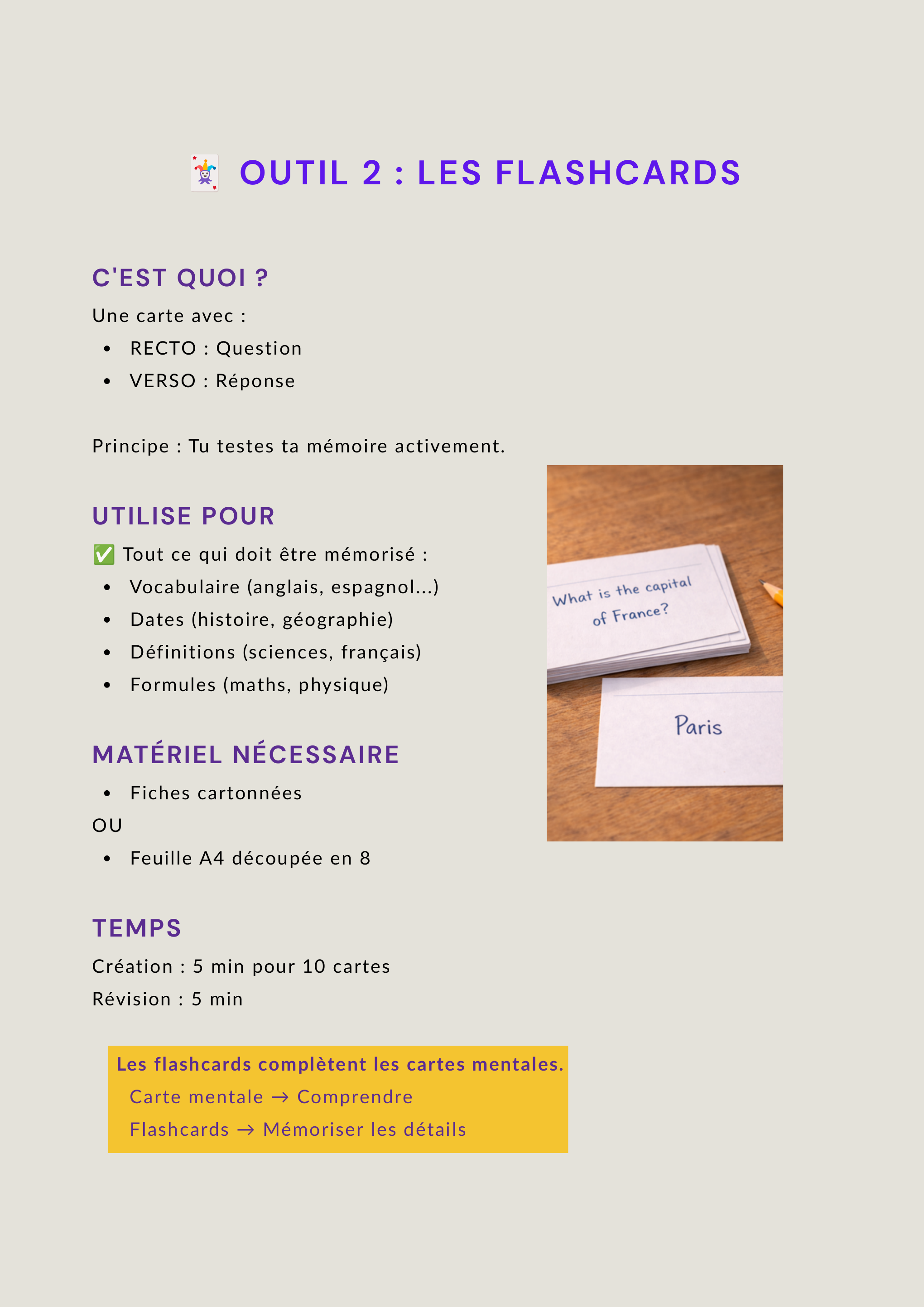 Les flashcards - extrait de Devoirs sans crise